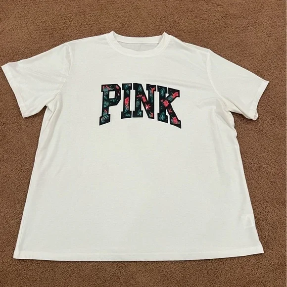 PINK Short Sleeve T-Shirt Floral Graphic Tee Size XL - Picture 1 of 3